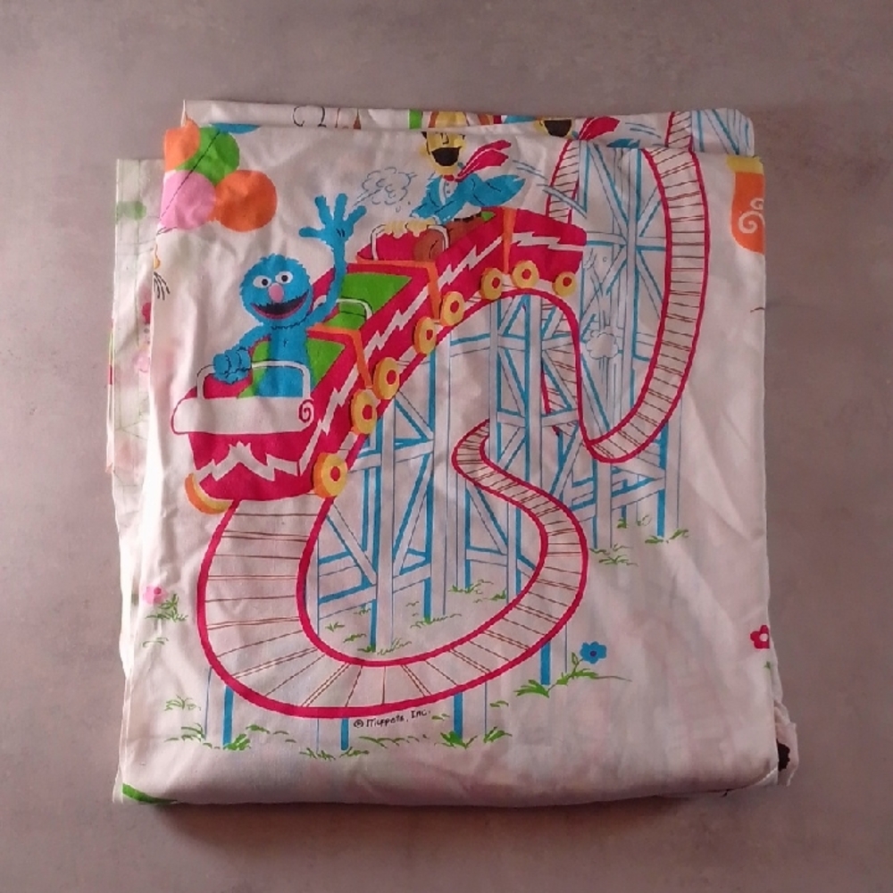 Vintage 1980s Sesame Street Muppets Twin Flat Sheet JCPenney